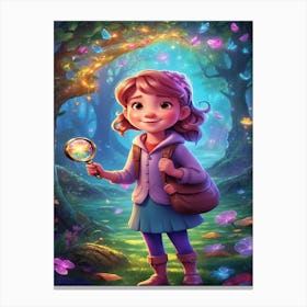 Girl With A Magnifying Glass Canvas Print