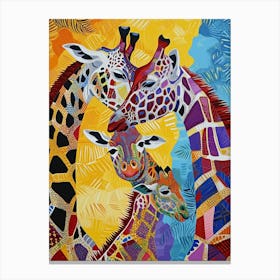 Colourful Giraffe Family 1 Canvas Print