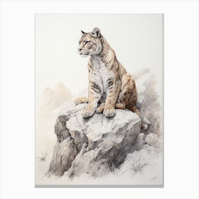 Storybook Animal Watercolour Cougar 1 Canvas Print