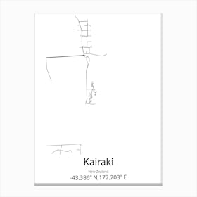 Kairaki,New Zealand Minimalist Map Canvas Print