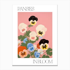 Pansies In Bloom Flowers Bold Illustration 4 Canvas Print