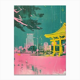 Hiroshima Retro Duotone Silkscreen 3 Canvas Print