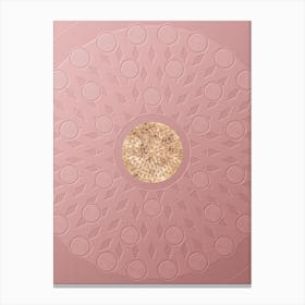 Geometric Gold Glyph on Circle Array in Pink Embossed Paper n.0132 Canvas Print