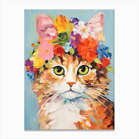 Selkirk Rex Cat With A Flower Crown Painting Matisse Style 2 Canvas Print
