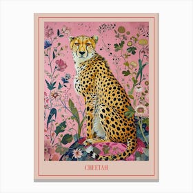Floral Animal Painting Cheetah 1 Poster Canvas Print