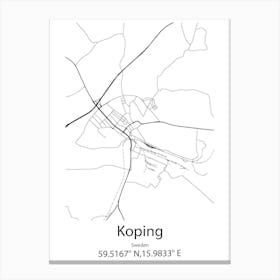 Koping,Sweden Minimalist Map Canvas Print