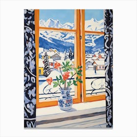 The Windowsill Of Interlaken   Switzerland Snow Inspired By Matisse 4 Canvas Print