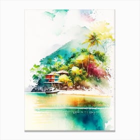 Ilha Grande Brazil Watercolour Pastel Tropical Destination Canvas Print