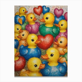 Ducks With Hearts Canvas Print