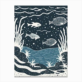 Fish In The Sea Ukiyo-E Canvas Print