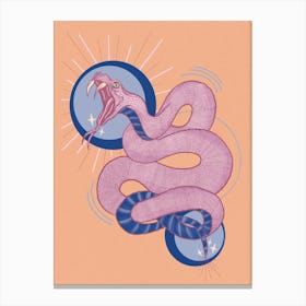 Orange Colourful Snake Illustration Canvas Print