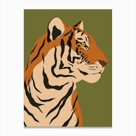 Jungle Safari Tiger on Green Canvas Print