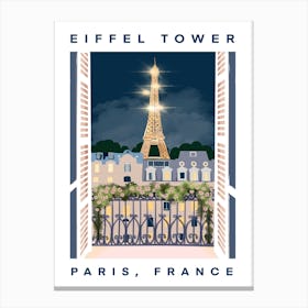 Eiffel Tower, Paris In The Night Canvas Print