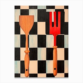 Spatula Blue Checkerboard 2 Canvas Print