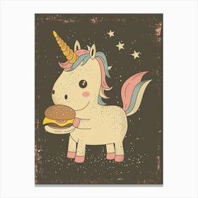 Unicorn Eating A Cheeseburger Muted Pastels 2 Canvas Print