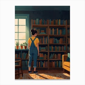 Girl In The Library 3 Canvas Print