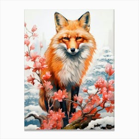 Fox In The Snow animal Canvas Print