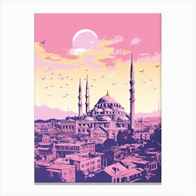 Istanbul In Risograph Style 3 Canvas Print
