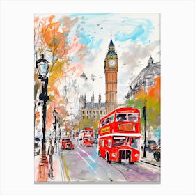 London, Dreamy Storybook Illustration 4 Canvas Print