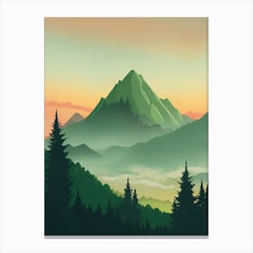 Misty Mountains Vertical Composition In Green Tone 125 Canvas Print