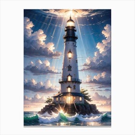 A Lighthouse In The Middle Of The Ocean 29 Canvas Print