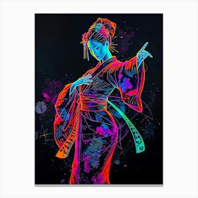 Geisha In Colorful Neon Toile