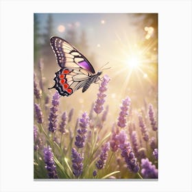 Butterfly On Lavender Flowers 1 Canvas Print