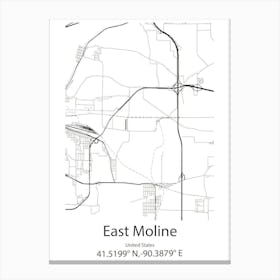 East Moline,United States Minimalist Map Canvas Print