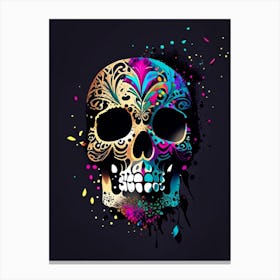 Skull With Splatter Effects 1 Mexican Canvas Print