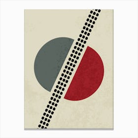 Minimalist Geometric Art with Divided Circle and Diagonal Dots Canvas Print