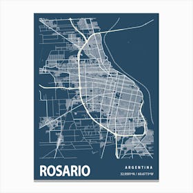 Rosario Blueprint City Map 1 Canvas Print