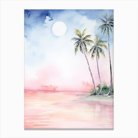 Watercolour Of Pink Sands Beach   Harbour Island Bahamas 3 Canvas Print