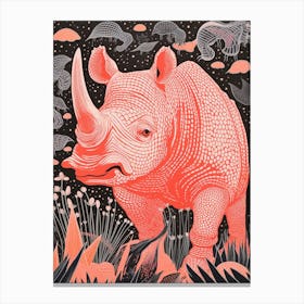 Geometric Red Abstract Rhino Canvas Print