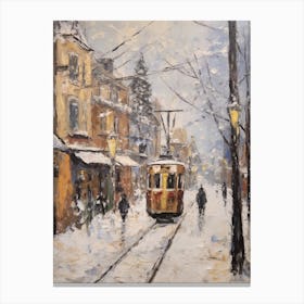 Vintage Winter Painting Frankfurt Germany 2 Canvas Print