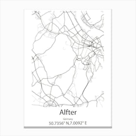 Alfter,Germany Minimalist Map Canvas Print