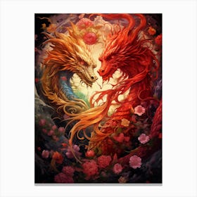 Dragon And Phoenix Illustration 2 Canvas Print