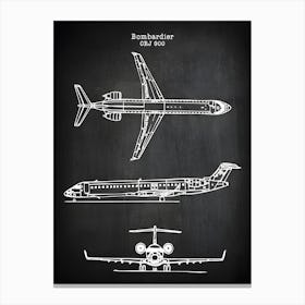 Crj 900 Aircraft, Crj 900, 2001 Airplane Blueprint, Bombard Aviation Gifts, Aviation Blueprint, Airplane Print, Turbofan Jet, Crj9001 Canvas Print