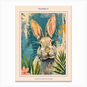 Kitsch Rabbit Brushstrokes 1 Poster Canvas Print