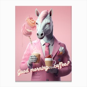 Unicorn coffee morning 2 Canvas Print