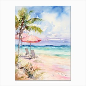 Watercolor Painting Of Grace Bay Beach, Turks And Caicos 3 Canvas Print