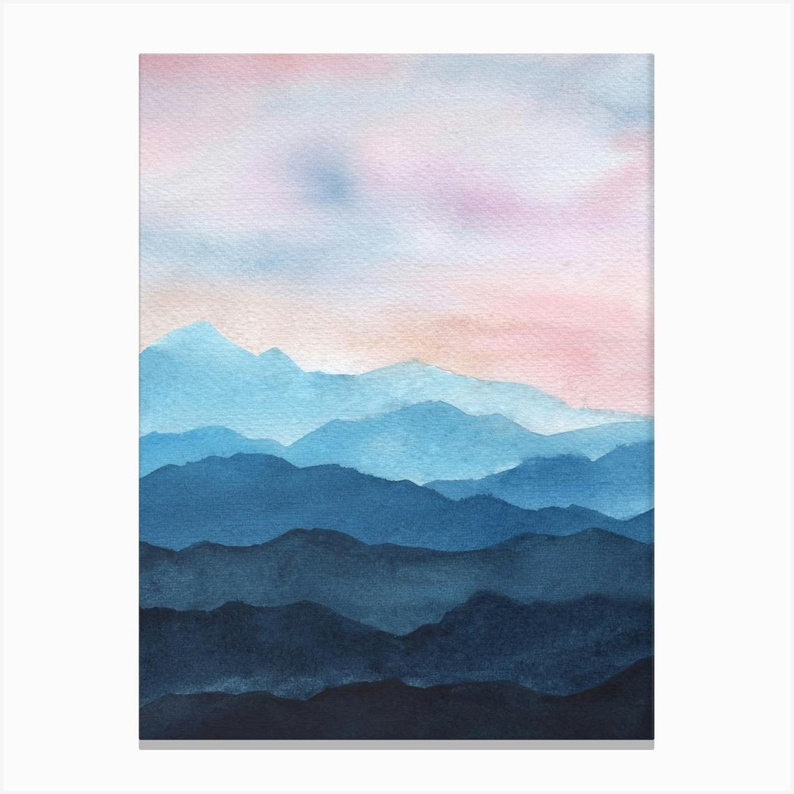 Abstract Blue Mountains Canvas Print by Gush Art Studio - Fy