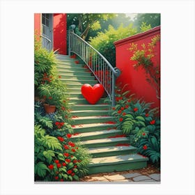 Colorful Stairway With Heart (8) Canvas Print