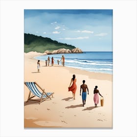 People On The Beach Painting (61) Canvas Print