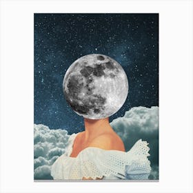 Under The Moon Grey & White Canvas Print