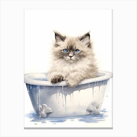 Ragdoll Cat In Bathtub Bathroom 3 Canvas Print