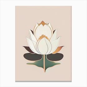 Blooming Lotus Flower In Lake Retro Minimal 2 Canvas Print