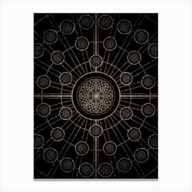 Geometric Glyph Radial Array in Glitter Gold on Black n.0339 Canvas Print