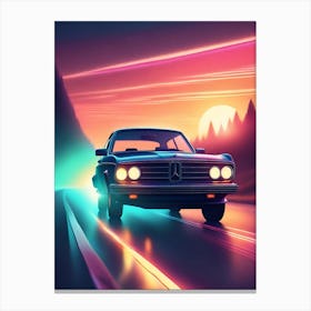 Neon Car On The Road 5 Canvas Print