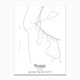 Rygge,Norway Minimalist Map Canvas Print