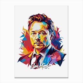 Elon Musk 02 Portrait WPAP Pop Art Canvas Print